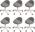 Rolling Stool Set of 6 Rolling Hydraulic Salon Stool with Low Backrest - Adjustable Swivel Chair for SPA, Shop, Salon, Massage, or Medical Office Dark Grey