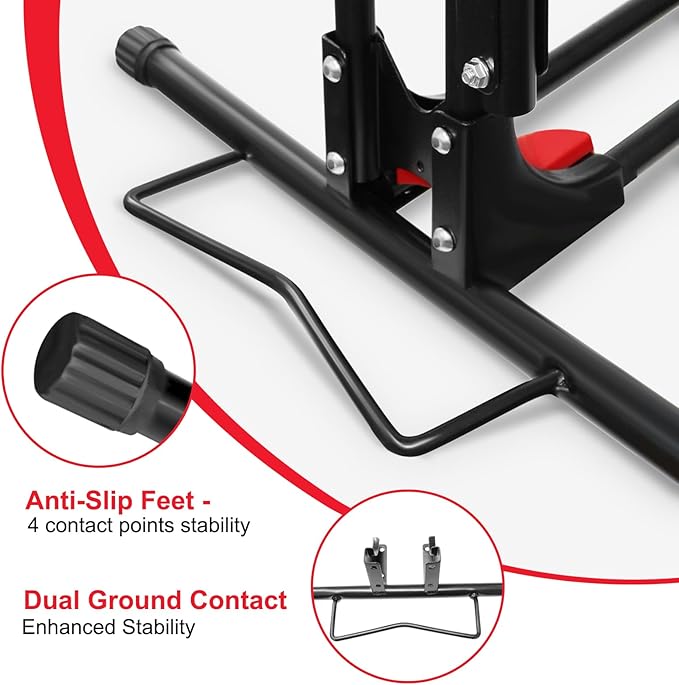 Vertical Bike Parking Stand- Space-Saving,Adjustable Freestanding Upright Bike Floor Stand for 20"-29" Mountain/Road/Kids Bikes, Heavy-Duty Bike Rack Garage Solution
