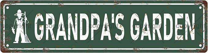 GRANDPA'S GARDEN Vintage Metal Tin Sign, Street Sign, Home Decor, Room Decor, Wall Decor, Bathroom Decor, Bar Decor, Cafe Decor, Garage Decor, 16 x 4 Inch