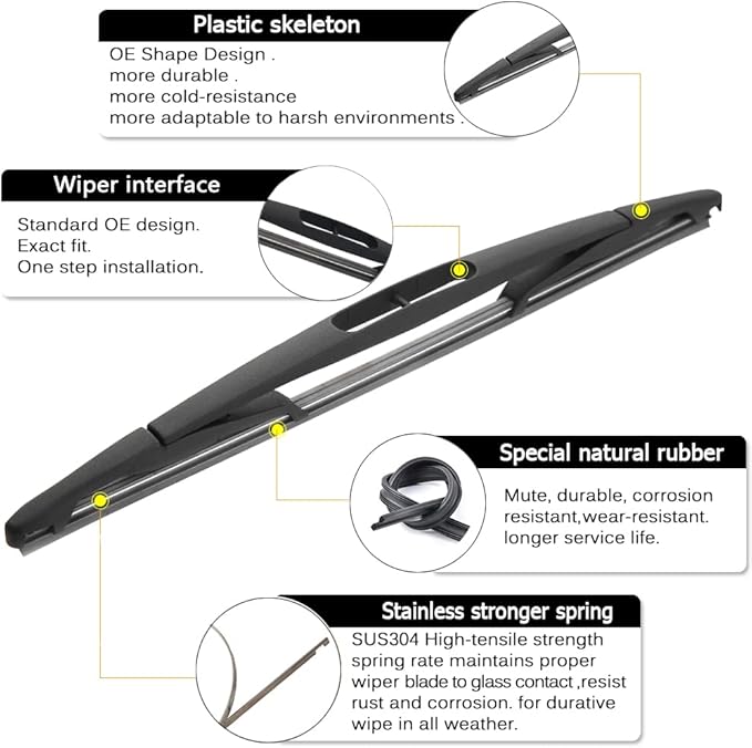 AUTOBOO 24"+22" Windshield Wipers with 12" Rear Wiper Blade Replacement for Ford Flex 2009 2010 2011 2012 2013 2014 2015 2016 2017 2018 2019 -Original Factory Quality (Pack of 3)