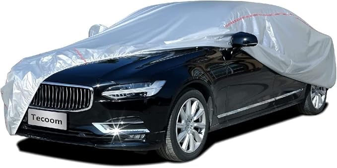 Tecoom Car Cover Waterproof All Weather Fit For Tesla Model 3 Toyota Corolla 2000-2023 Honda Civic 1991-2023, Kia Stinger/Forte, Subaru Legacy, Audi A3/A4/A5 etc, Car Cover Sedan With Lock/Door Zipper
