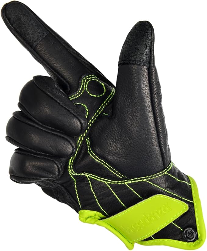 Harssidanzar Women's Motorcycle Gloves,Leather Motorcycle Gloves, Motorbike Gloves, Road Racing, Cycling, Climbing, Powersports Gloves Touchscreen GL016