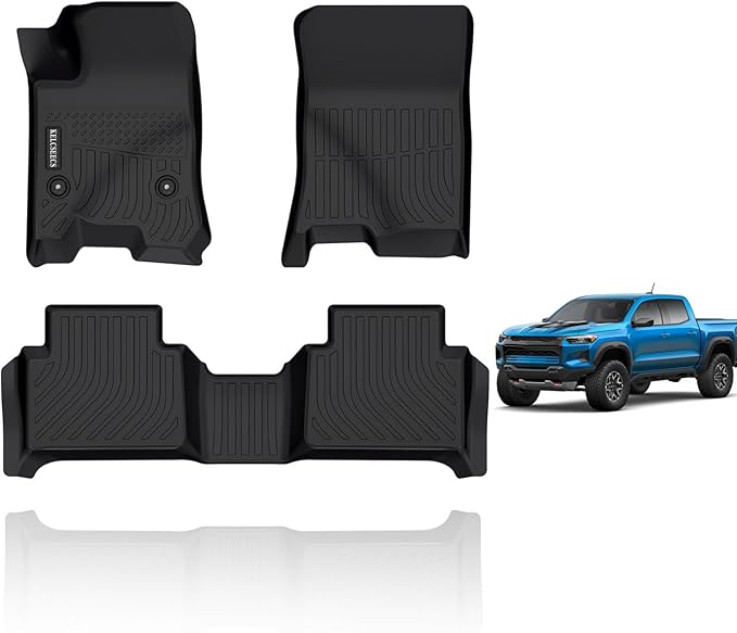 KELCSEECS® Floor Mats Custom for Chevrolet Chevy Colorado & GMC Canyon 2023 2024 2025,All Weather Protection TPE Floor Liners Front Row and Second Row Full Set Accessories Black