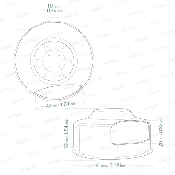 KiWAV Oil Filter Cap Wrench Tool compatible for 1984-2021 Harley Spin-on Oil Filters (Except '15-later XG) Twin Cam Oil Filters with 76 x 14 Flutes (Crank Sensor)