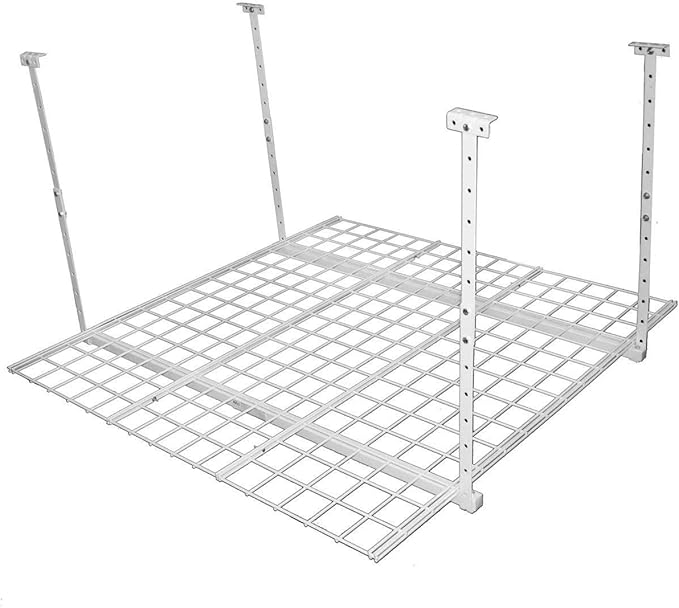 Overhead adjustable Garage Storage Rack,Heavy Duty Steel Garage Storage System, 45-Inch x 45-Inch, White