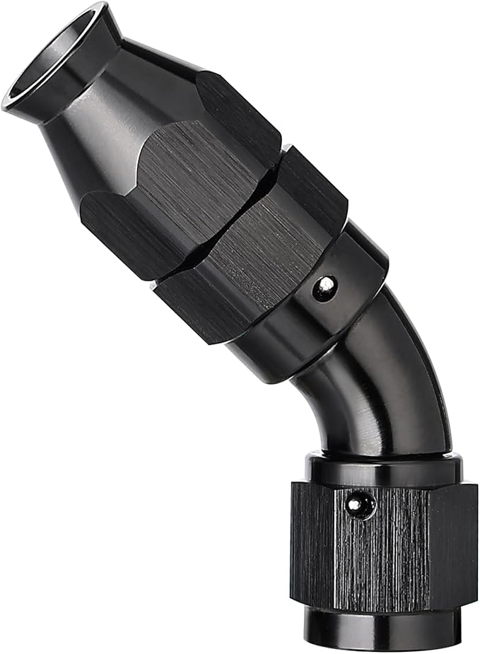 EVIL ENERGY 4AN 45 Degree PTFE One Piece Full Flow End Hose Fitting Aluminum Black