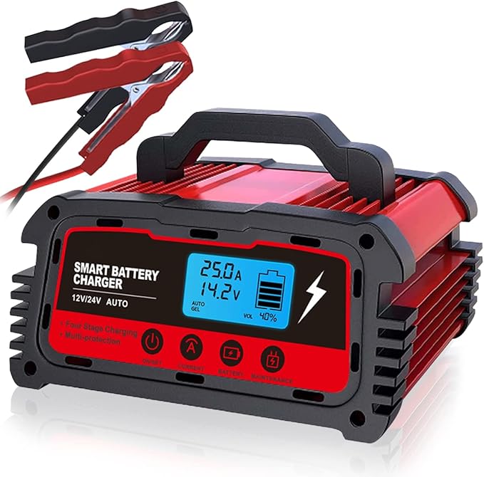 LVYUAN 2/10/25 Amp Car Battery Charger,12V Fully Automatic Smart Battery Maintainer with Engine Start, Trickle Charger, Auto Desulfator, Battery Repair, for All Lead-Acid