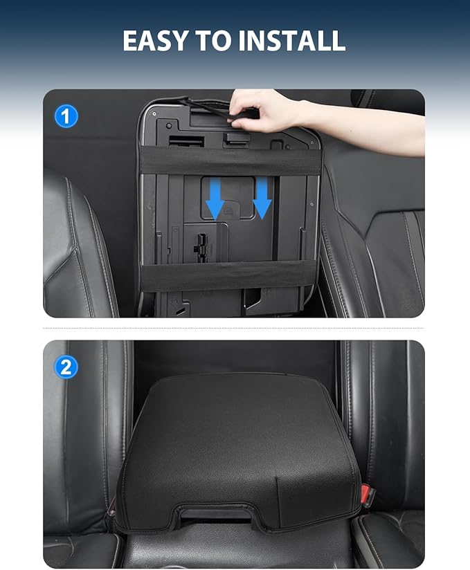 Center Console Cover for Toyota Tundra Accessories 2007-2013 & Toyota Sequoia 2008-2022, Vinyl Leather Car Armrest Protector, Anti-Scratch, Black