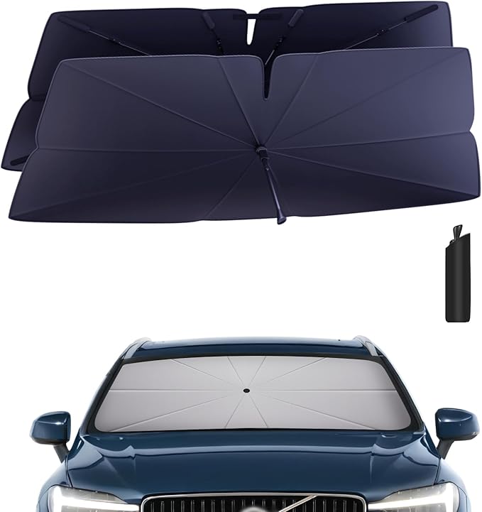Windshield Sun Shade Umbrella: for Volvo XC60-2018-2024 - Front Custom Car Window Shades - Double Thickened Foldable Volvo XC60 Sunshades Block UV Keep Cool