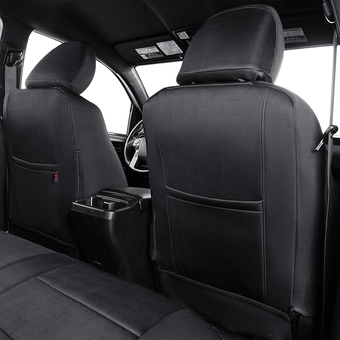 EKR Custom Fit Tacoma Car Seat Covers for Select Toyota Tacoma (Petrol) 2024 2025 Double cab SR,SR5,TRD Sport,TRD Off-Road,Limited - Full Set, Neoprene (Black)