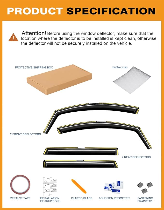 in-Channel Window Rain Guards Intended for Hyundai Santa Fe 5 Seats 2019-2023 (Not for XL 7 Seat) Window Deflectors Vent Visors Shades Exterior Visors Rain Guards Accessories - 4 pcs