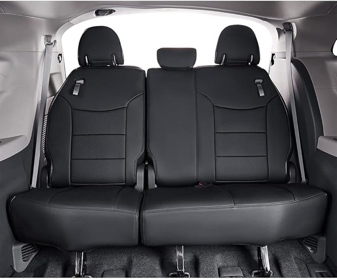 EKR Sienna Seat Covers for 2011-2020 Toyota Sienna L,LE,XLE,Limited,7 Seats,2nd Row Captain Seats W/NO Legrest,Waterproof Car Seat Cover Full Set,Car Seat Protectors- Three Row,Leather(Black)