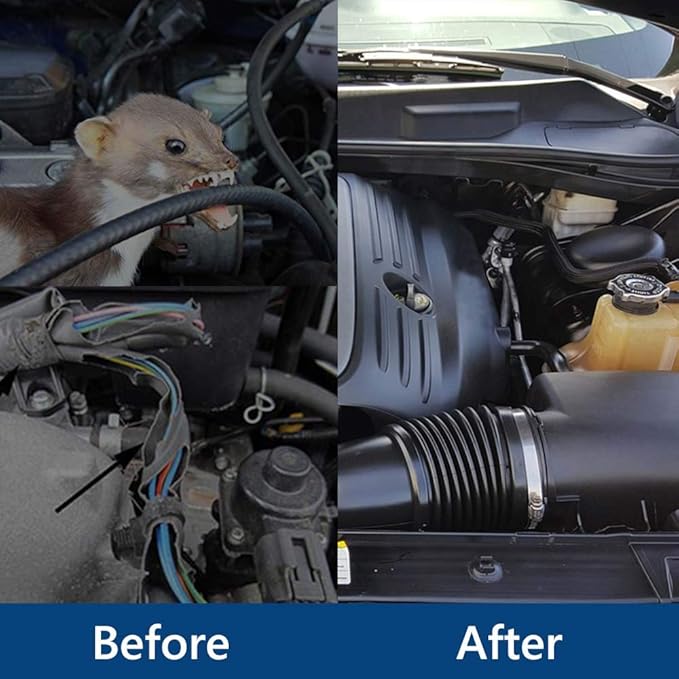 Rodent Repellent for Car Engine Under Hood Rodent Repeller with Strobe Lights Ultrasonic Mouse Repellent Mice Deterrent Squirrel Repeller RV Protection for 12V 24V Car Battery 1 Pack