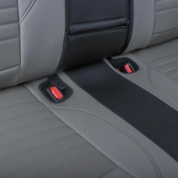 EKR Sportage Seat Covers Custom Fit for KIA Sportage EX/LX/SX 2012 2013 2014 2015 2016 Leather Car Seat Cover Full Set - Faux Leather (Black/Gray)