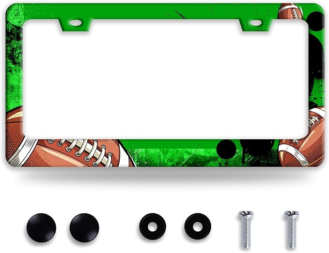 American Football License Plate Frame Funny Balls License Plate Holder Auto Accessory Decoration for Men Women 6.3x12.3 Inch