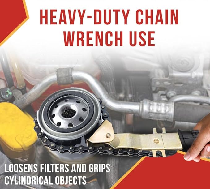 Mytee Products 2 Pack 15" Heavy-Duty Oil Filter Chain Wrench for 4" Diameter Filters – Rivet Locking Mechanism & Ideal for Chain Oil Filter Remover & General Maintenance Tasks