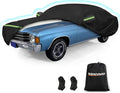 Waterproof Car Covers for Chevrolet Chevelle Malibu SS Sedan/Coupe 1964-1972, 420D Oxford Cloth Sun Heat Protection Outdoor Full Covers with Driver Side Zipper Windproof Heavy Duty All Weather