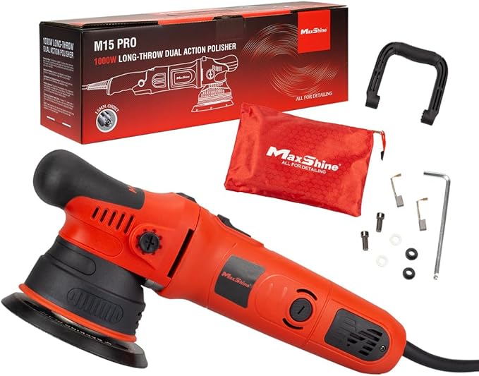 Maxshine M8S V2 Dual Action Polisher Car Detailing Kit - 1000W, 6-Speed, 8mm Throw, 5" Disc, Thread 5/16" - Car Detailing Supplies for Auto Paint Protection, Restoration & Scratch Repair