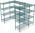 NSF 7' x 4 1/2' Walk-in 4-Tier Shelving Unit Kit with S-Hooks, Commercial Storage Rack Unit, Organizer Shelves System Kit, Heavy Duty Racking for Storage, Shelving Kits (Green Epoxy)