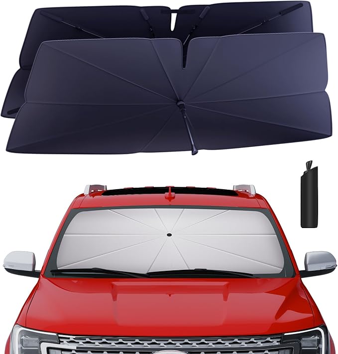 Windshield Sun Shade Umbrella for 2018-2025 Ford Expedition Accessories: Custom Fit 240T Silver, Double Thickened, Foldable Sunshade Window Sun Visor, Ultimate 99% UV Blocking for XLT, Limited, MAX