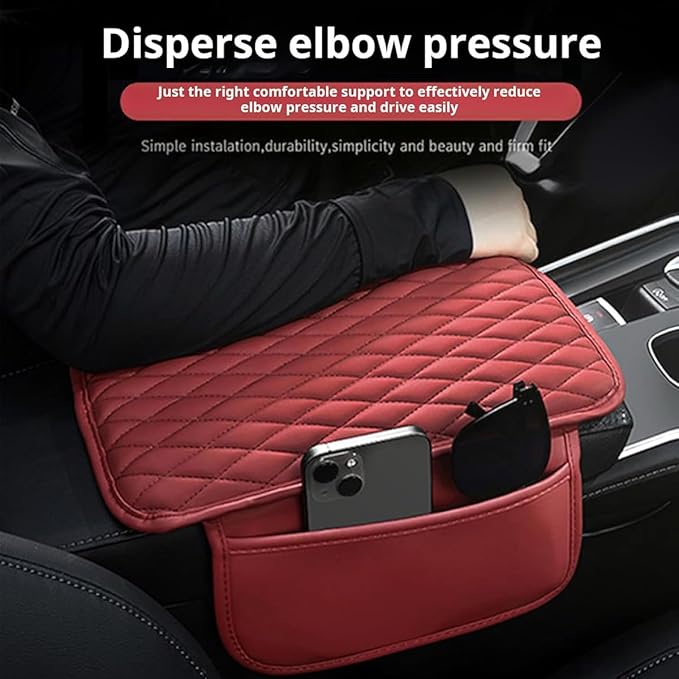 Car Armrest Cover Leather Car Console Covers Box Pad with Pocket and Tissue Box Arm Rest Cover for Car for SUV Truck Sedan Vehicle (Thin-bark)