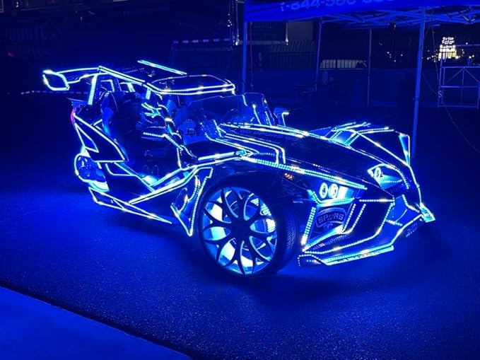 Black Out Full Tinted Smoked LEDs x4PCS 3FT 90CM 36INCH RGB Dream Color Chasing IP65 Light Strips for Car Truck Slingshot Golf Cart Bluetooth + Remote Durable Set