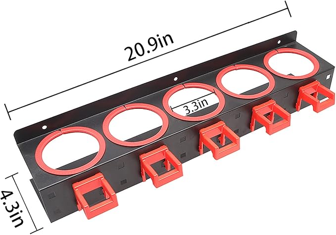 Spray Bottle Holder Wall Mount,Storage Rack 5 Holes,7Hooks Organizer Abrasive Material,Hanging Rail Cleaning Detailing Tools Hanger,Car Beauty Shop Accessory Display Auto