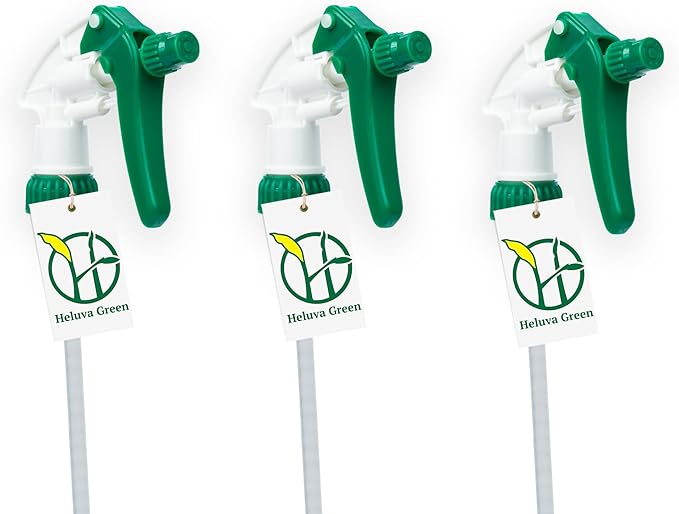 Spray Bottle Nozzle Replacement, Bottle Tops Only - Sprayer Nozzle Triggers for Heavy Duty, Commercial, Home Cleaning Solutions - Fits 8,16,24,32 oz Plastic & Glass Bottles, Green 3 pack