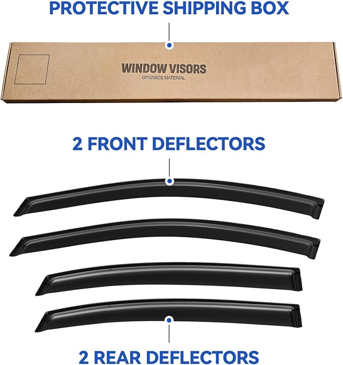 Window Visors Rain Guards for 2006-2013 Chevy Impala, Out-Channel Window Vent Wind Deflectors Visors Shades for 2014-2016 Impala Limited
