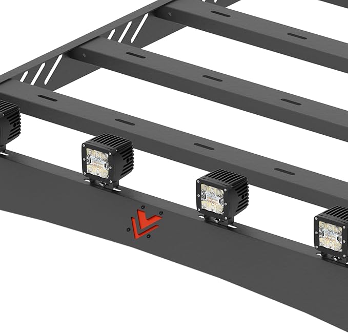 Roof Rack Cargo Basket with 4PCS LED Light Bar Compatible for 1997-2006 Jeep Wrangler TJ 2 Doors Hardtop, Luggage Racks Rooftop Storage Carrier (Black)