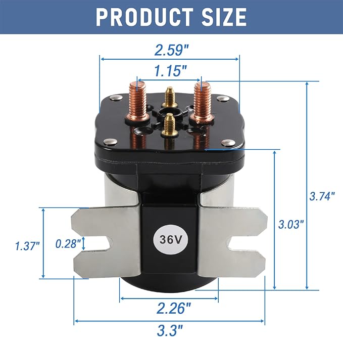 36V 4 Terminal Solenoid 20468G1 36V Solenoid Relay Switch Replacement for EZGO/Cushman/Textron Club Car DS Columbia Yamaha Electric for 1989 -up Replace 114-3611-020 586-117111 586-906