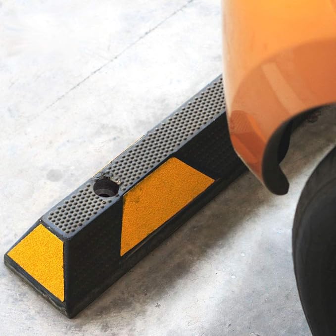 PYLE Curb Parking Garage Floor Stopper - 72 Inch Extra Wide Heavy Duty Rubber Parking Lot Stopper, for Vehicles Truck Driveway, Protect Pumpers From Cars Vans Trucks - Pyle PCRSTP14