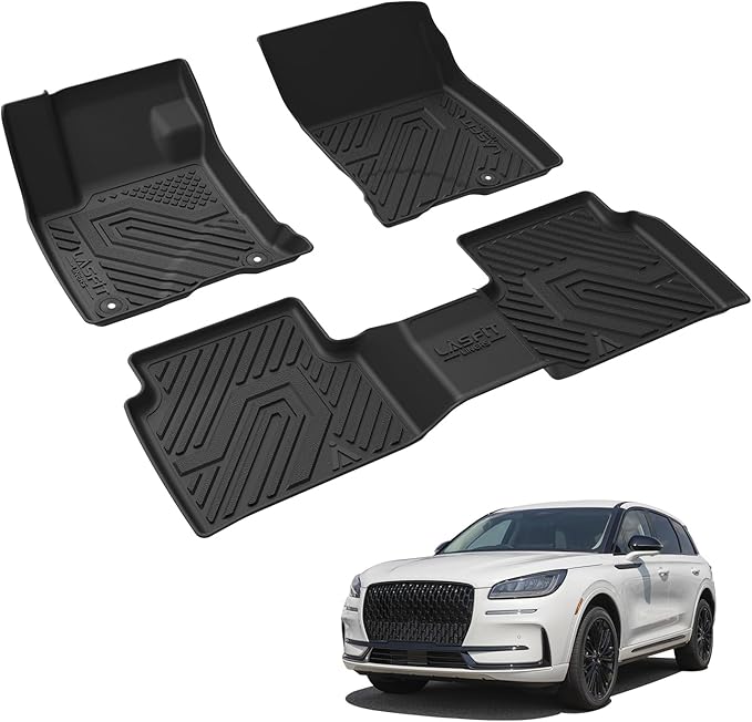 LASFIT Floor Mats for Lincoln Corsair 2020-2025 (Fit Gasoline Not fit PHEV) All Weather Floor Liner for Lincoln Corsair TPE Custom Fit Car Mats Front & Rear 2 Row Mats,Black