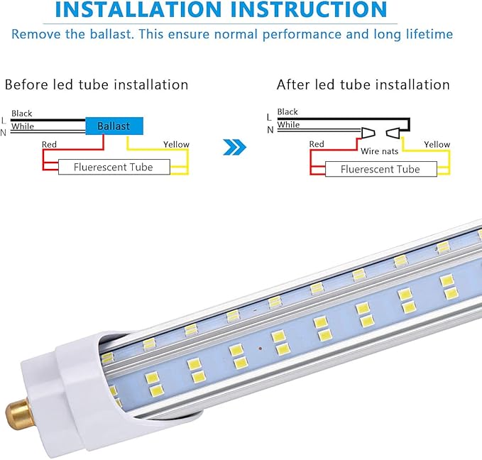 4 Pack, 120W 8ft Led Bulbs, 19500lm 6000k 8' Led Bulb, V Shaped Clear Cover T8 Led Tube Lights 8ft, T8 Led Bulbs 8 Foot, 8' Led Replacement for T8 T10 T12 F96t12 Fluorescent Tubes