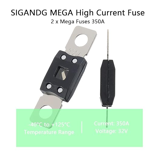 350A MEGA High Current Fuse - 350 Amp Bolt-on Fuse for Cars, Trucks, Construction Vehicles, Buses, Caravans (2 Pcs)