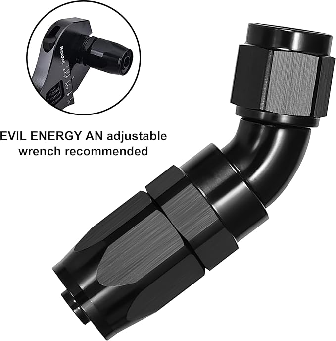 EVIL ENERGY 4AN 45 Degree One Piece Full Flow Hose End Fitting Swivel For CPE Braided Hose