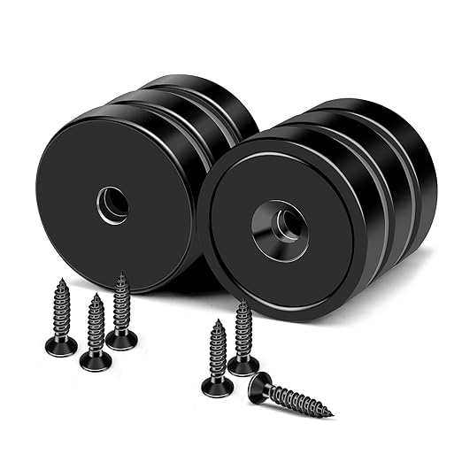 MIKEDE Neodymium Magnets, 30lbs Earth Magnets Heavy Duty, Small Round Rare Earth Base Magnet with Holes in The Center, Cup with Screws Disc Magnet for Wall Mounting - 6 Pack
