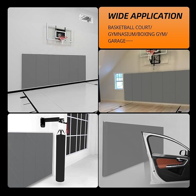PROGOAL 2"/4" Thick Foam Protection Wall Pad，Gym Basketball-Court Protectors，Durable Waterproof Padding for Wall-Mounted Basketball Hoops(60" L x 20" W)…