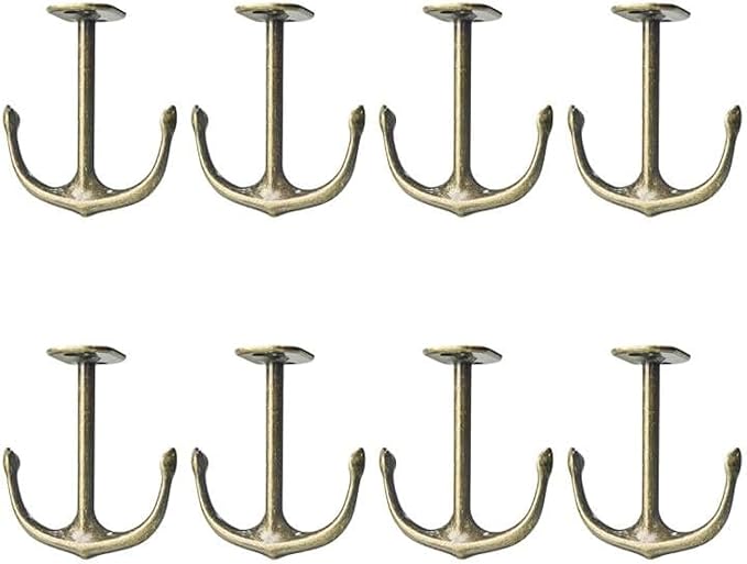 Anchor Two Prong Ceiling Hook for Closet Top Bathroom Kitchen Cabinet Garage Pack of 8 (Bronze)