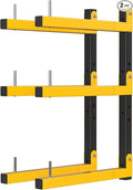 Lumber Rack Wall Mount Storage Racks Folding Wood Organizer Heavy Duty Shelf Brackets With 3-Level 360 Lbs Capacity Yellow Metal Utility Racks Garage Wall Shelving for Indoor and Outdoor Use (2 Pack)