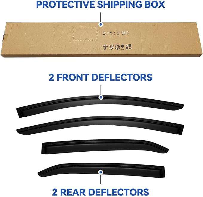 Window Visors Rain Guards for Toyota Corolla 2014-2019, Out-Channel Window Vent Wind Deflectors Visors Shades for 14-19 Corolla