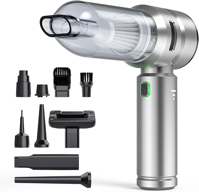 Car Vacuum,3 Suction Modes,Portable Mini Cordless Cleaner with 21000pa Suction Power,Type-C Charge,Handheld Vacuum for Home,Car, Office Desk, Keyboards(Mysterious Silver)