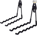 2 Packs Garage Wall Hooks Heavy Duty Hanger,Wall-Mounted Metal Badminton Racket Holder, Tennis Racket Holder Organizer, Hooks for Cables, Ropes and Hoses,Extension Cord Holder (Black)