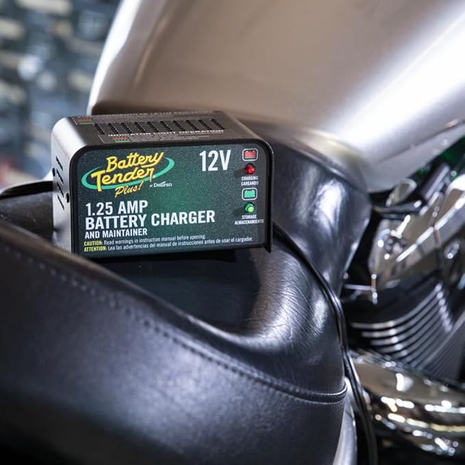 Battery Tender Plus 12V 1.25 AMP Car & Motorcycle Battery Charger and Maintainer, Float Charge for Automotive, and ATVs - Smarter Than a Trickle Charger
