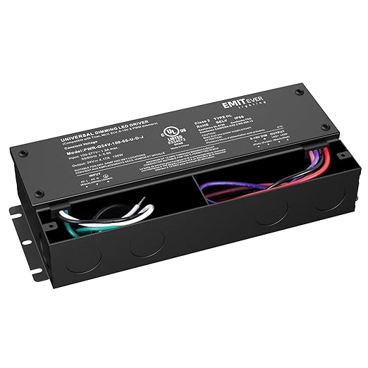 EMITEVER Dimmable Led Driver, 100W AC 100V-277V to DC 24V Transformer, 5-in-1 Dimming: ELV/MLV/TRIAC / 0-10V / 1-10V / 10V PWM/Potentiometer, Waterproof IP67 and UL Listed