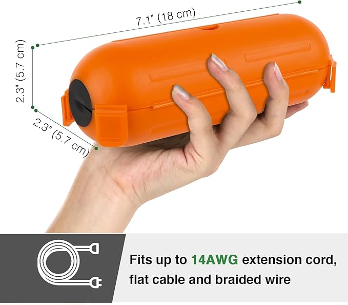 Flemoon [3 Pack] Outdoor Extension Cord Safety Cover with Waterproof Seal, Weatherproof Electrical Connection Box to Protect Outdoor Outlet, Plug, Socket, Christmas Holiday Decoration Light, Orange