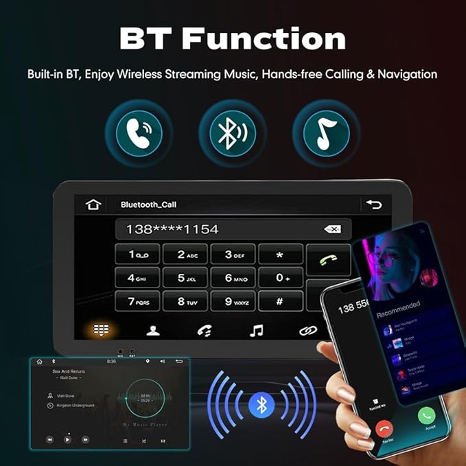 Kunfine Car CarPlay Android Auto Navigation Stereo GPS Radio Camera Display 10.33" QLED Touchscreen Headunit Tablet Media Player for Peugeot 301 2013-2022, if Applicable Octa Core 4G+64G Gloss Black