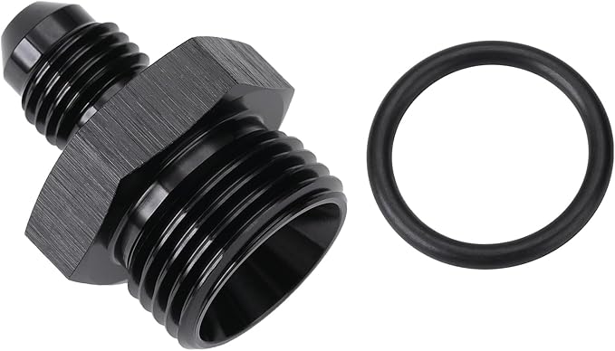 4AN Male Flare to 8AN ORB O-ring Boss Fuel Pump Rail Adapter Fitting Aluminum Black