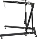 2 Ton(4409lbs) Folding Engine Hoist Heavy Duty Carbon Steel Hydraulic Shop Engine Crane Cherry Picker Shop Crane Hoist Lift with 6 Iron Caster Wheels for Car Fixing Workshop Garage (Black)