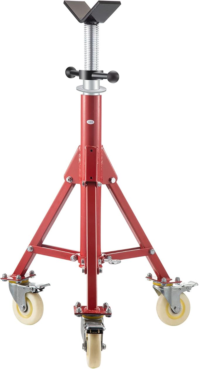 VEVOR Pipe Stand, Pipe Jack Stands with Casters Adjustable Height 28-52 Inch, V Head Pipe Stand 882 LB, Folding Portable Pipe Stands 1/8 to 12 Inch Pipe Supporting, Steel Jack Stand